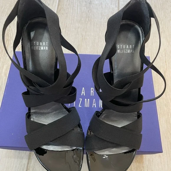 Stuart Weitzman Crossup Black Elastic- Narrow Width - Picture 4 of 7